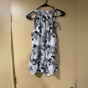 White House Black Market Monochrome Floral Top